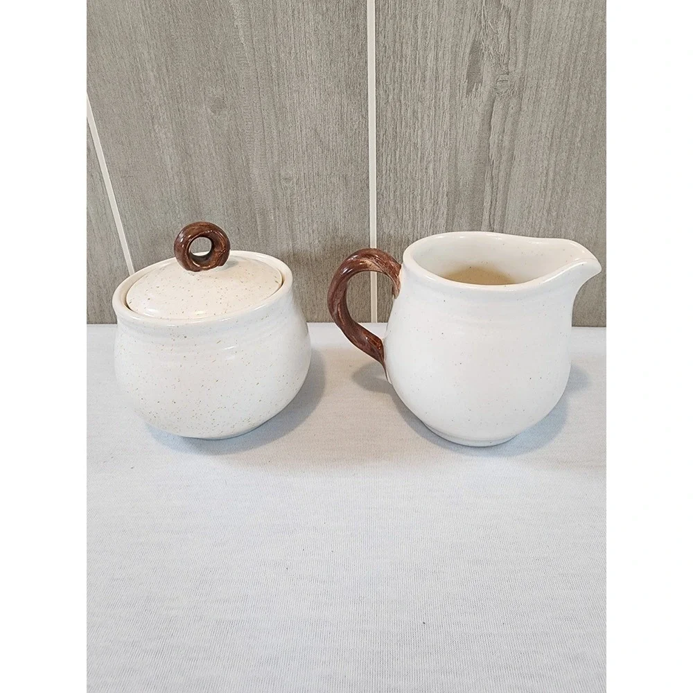 Metlox Poppytrail Woodland Gold Cream Sugar Set Vintage MCM Brown Cream Vintage